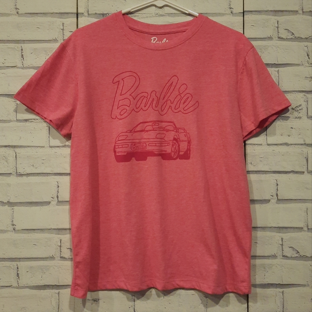 Barbie Women's Size M Short Sleeve T-Shirt Pink Velvet Car Logo